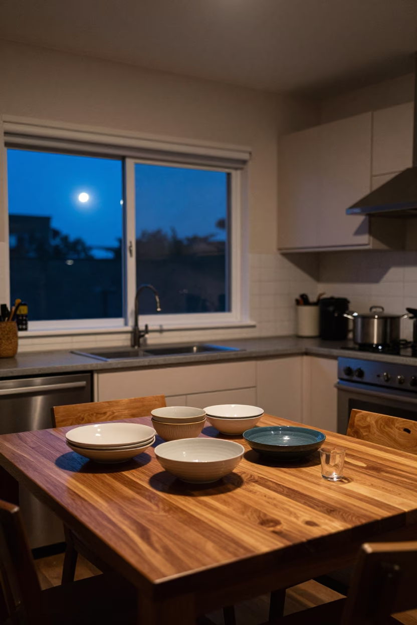 Midnight Kitchen Scene in Durban South Africa with Countertop Details in in Durban, South Africa