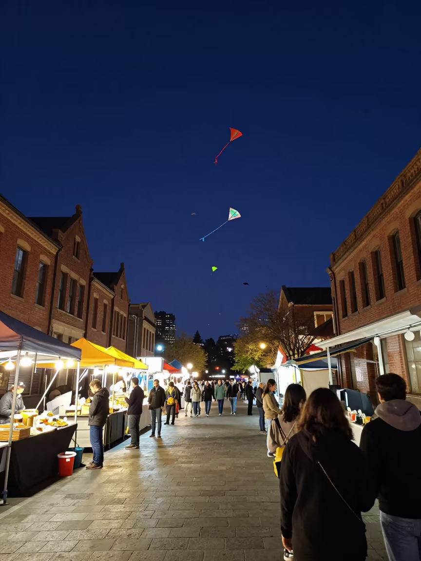 Midnight Kite Festival at Sydney Night Market in at a night market in The Rocks, Sydney