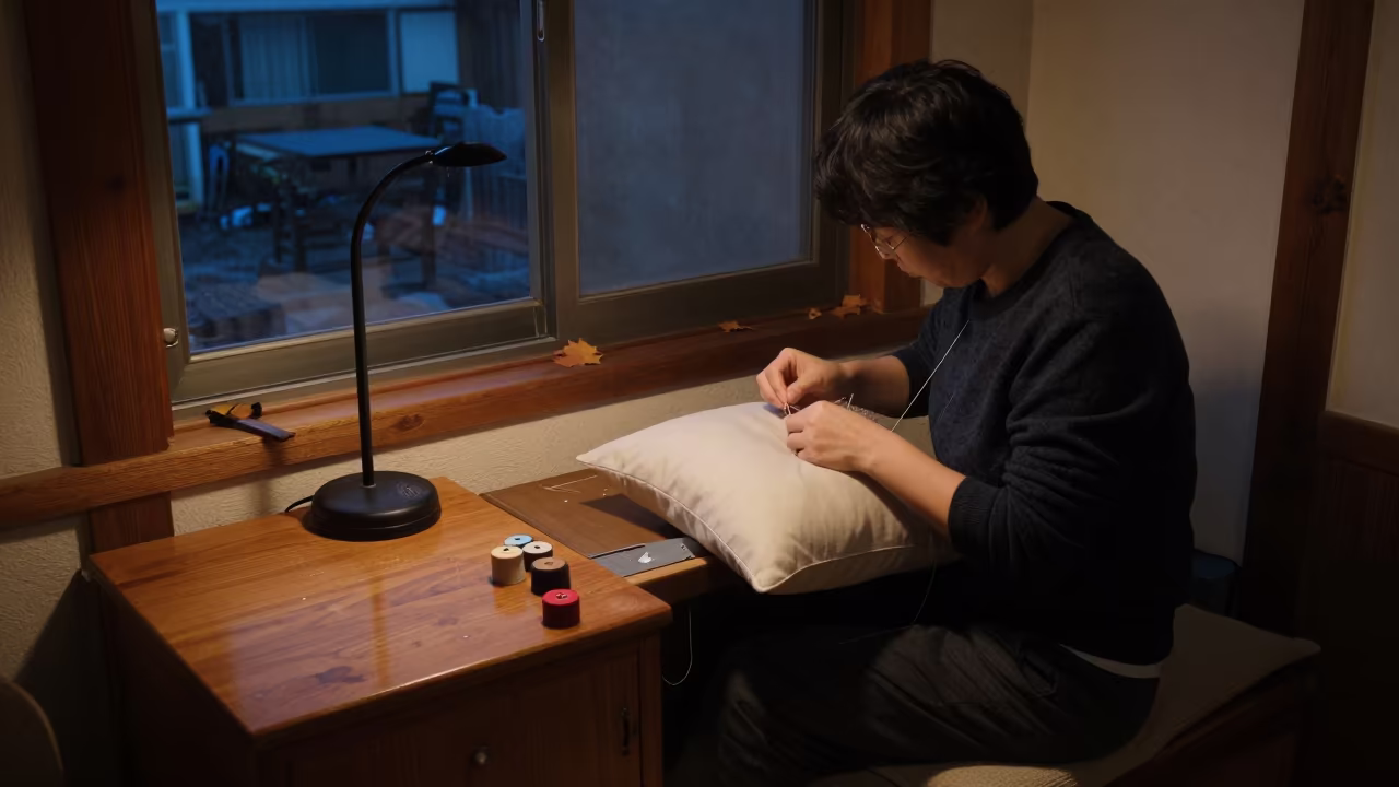 Midnight Lacemaking in Incheon Window Seat in on a window seat in Incheon