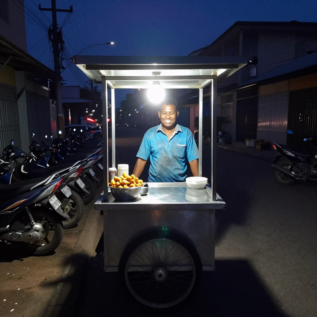 Midnight Light on Accra Fritters in Phnom Penh in in Phnom Penh, Cambodia