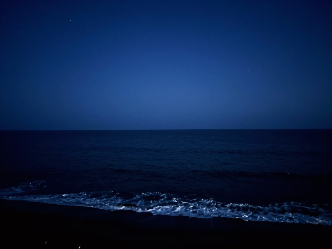 Midnight Light on Coastline in Accra in in Accra, Ghana