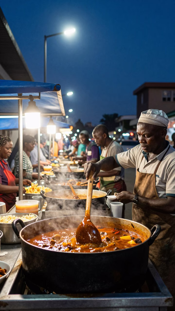 Midnight Light on Food Scene in Nairobi in in Nairobi, Kenya