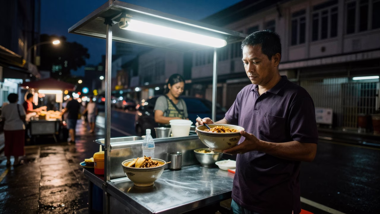 Midnight Light on Food Scene in Singapore in in Singapore, Singapore