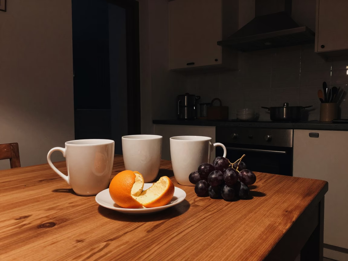 Midnight Light on Kitchen Interior in Palermo in in Palermo, Italy