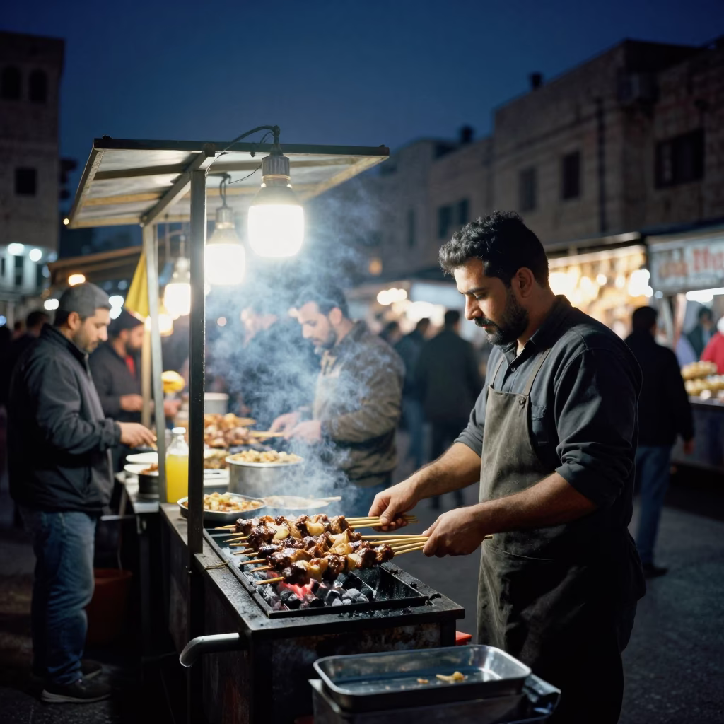 Midnight Light on Midnight Bustle in Amman in in Amman, Jordan