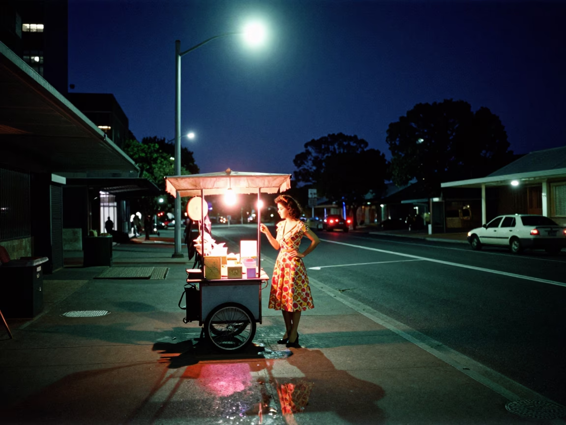 Midnight Light on Neon Reflections in Adelaide in in Adelaide, South Australia, Australia