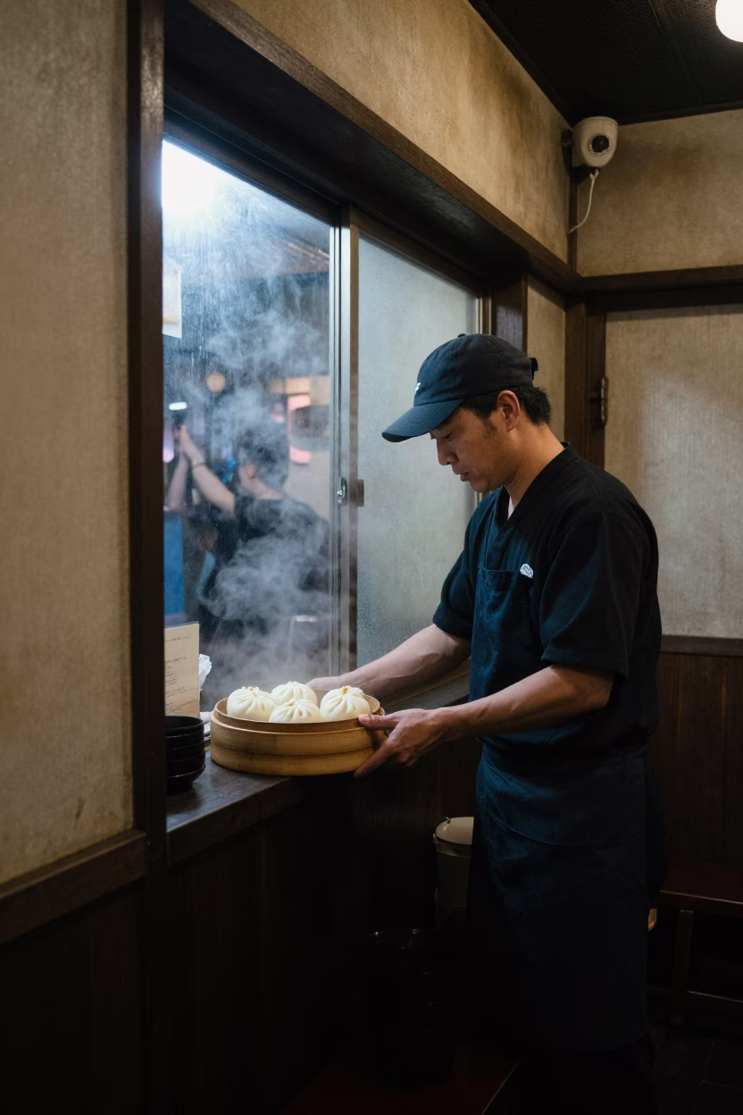 Midnight Light on Shop Interior in Tokyo in in Tokyo, Japan