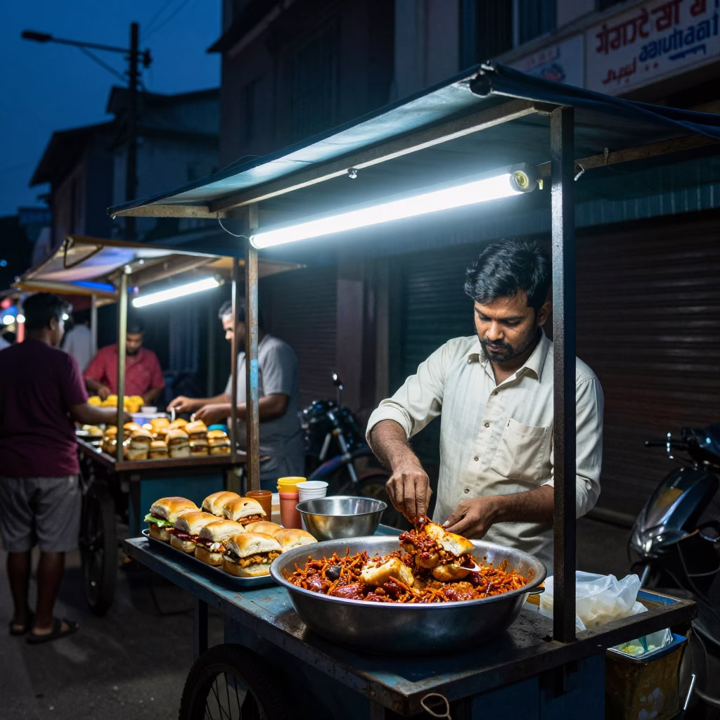 Midnight Light on Stall Activity in Hyderabad in in Hyderabad, India