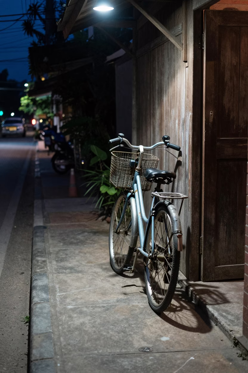 Midnight Light on Street Scene in Chiang Mai in in Chiang Mai, Thailand