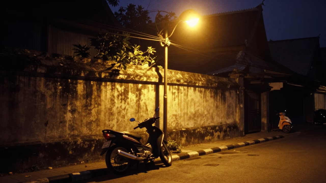 Midnight Light on Street Scene in Chiang Mai in in Chiang Mai, Thailand