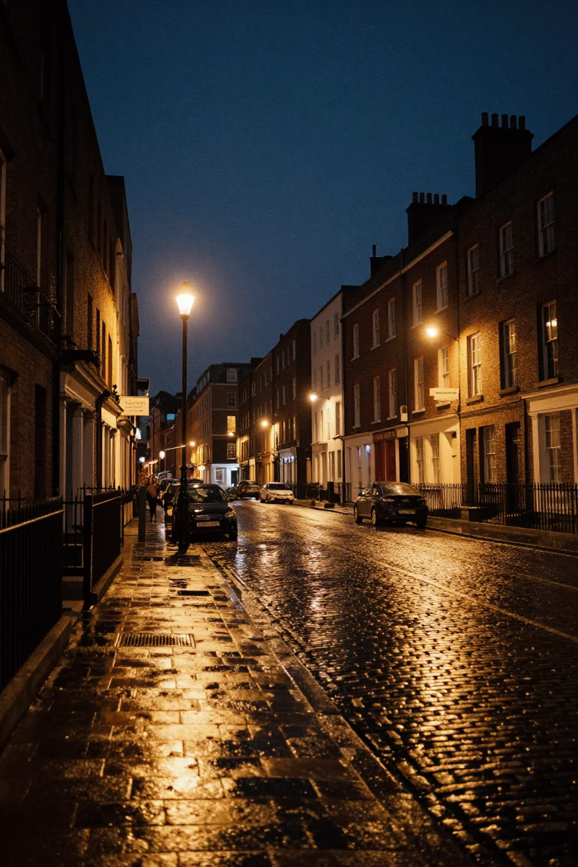 Midnight Light on Street Scene in Dublin in in Dublin, Ireland