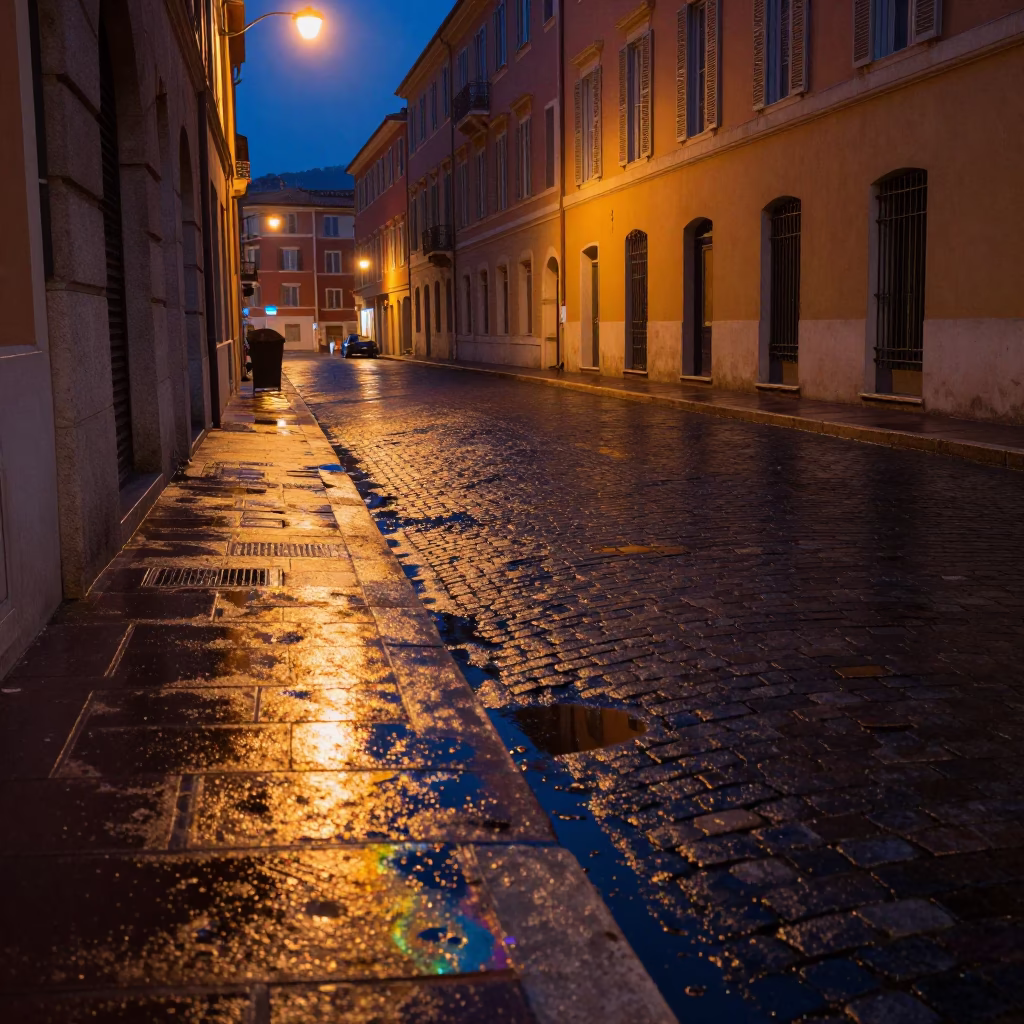 Midnight Light on Street Scene in Nice in in Nice, France