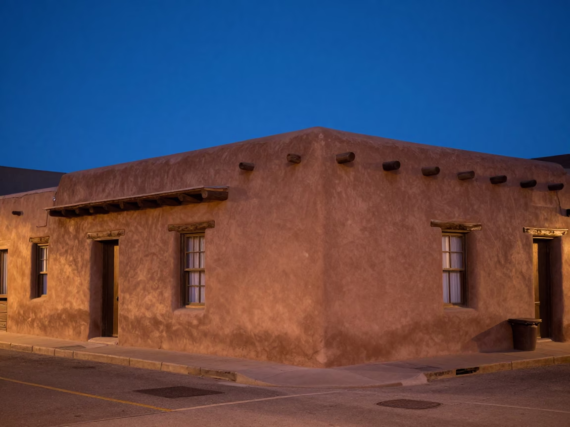 Midnight Light on Street Scene in Santa Fe in in Santa Fe, New Mexico, United States