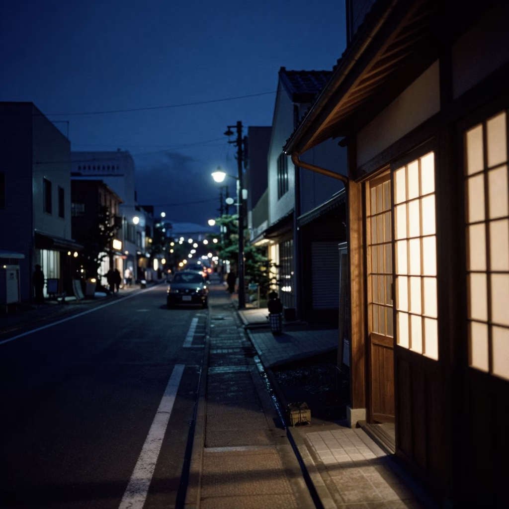 Midnight Light on Street Scene in Sapporo in in Sapporo, Japan