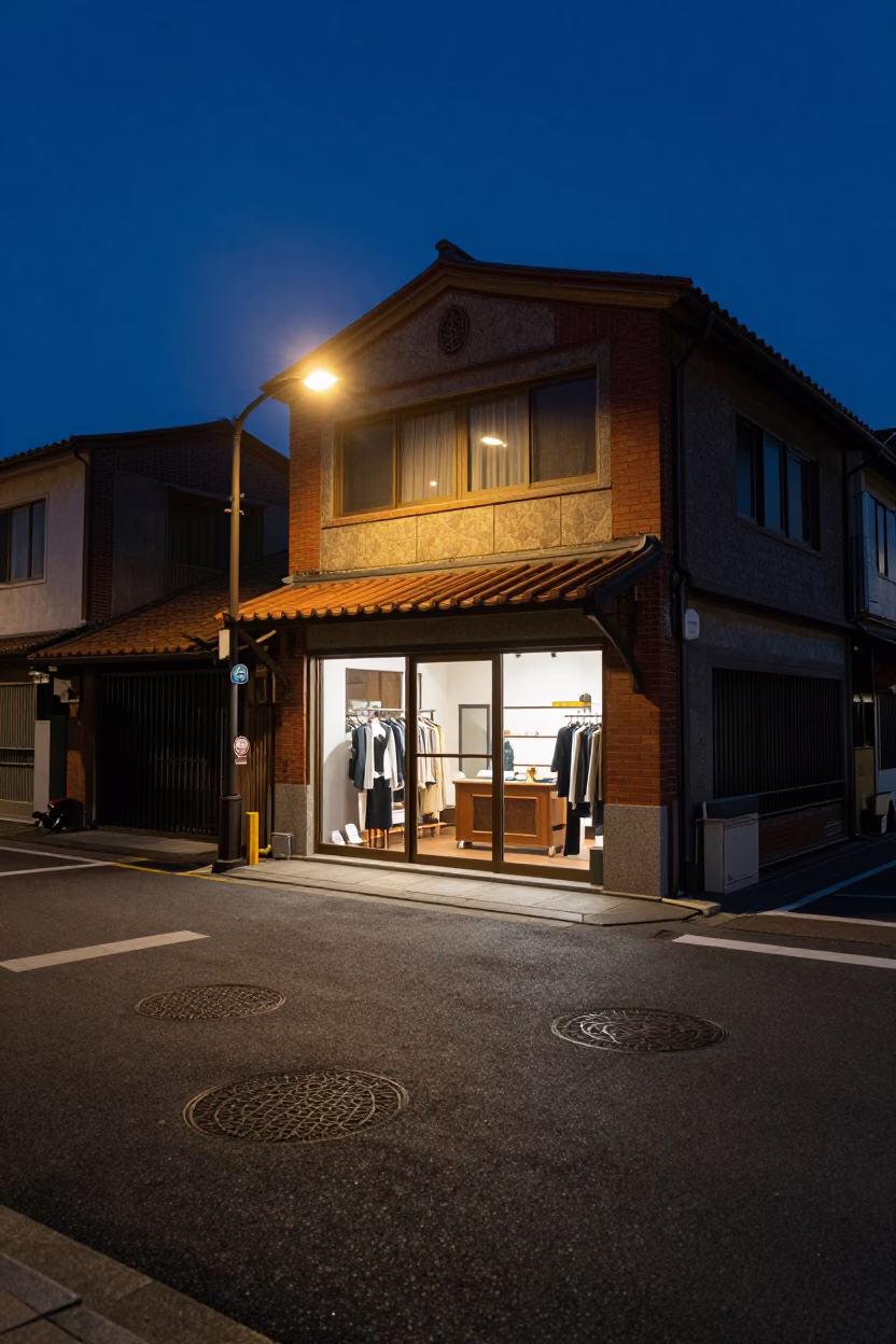 Midnight Light on Street Scene in Tainan in in Tainan, Taiwan