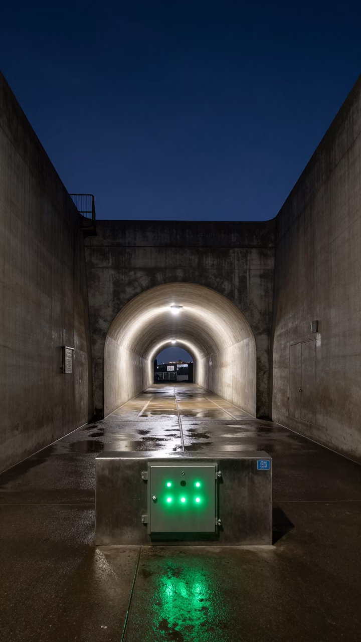 Midnight Light on Tunnel Sump in San Diego in in San Diego, California, United States