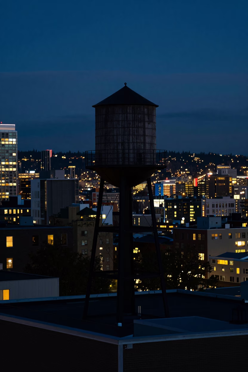 Midnight Light on Urban Realism in Seattle in in Seattle, Washington, United States