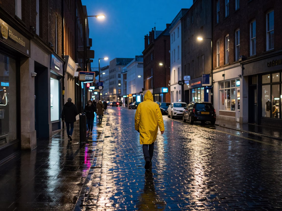 Midnight Liverpool Street Scene with Neon Reflections and Urban Details in in Liverpool, United Kingdom