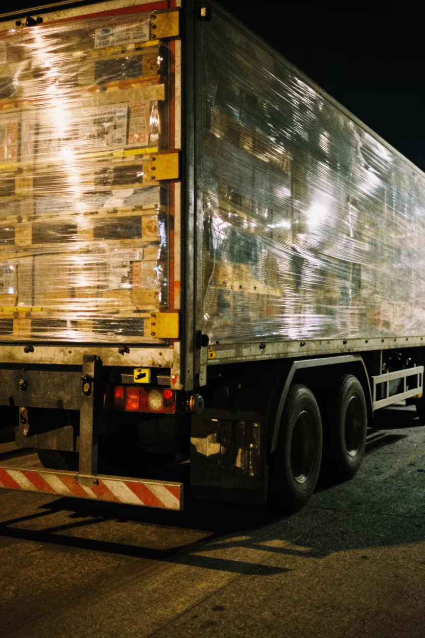 Midnight Loading Dock Mumbai Semi-Trailer Dispatch in at a loading dock before dispatch in Mumbai