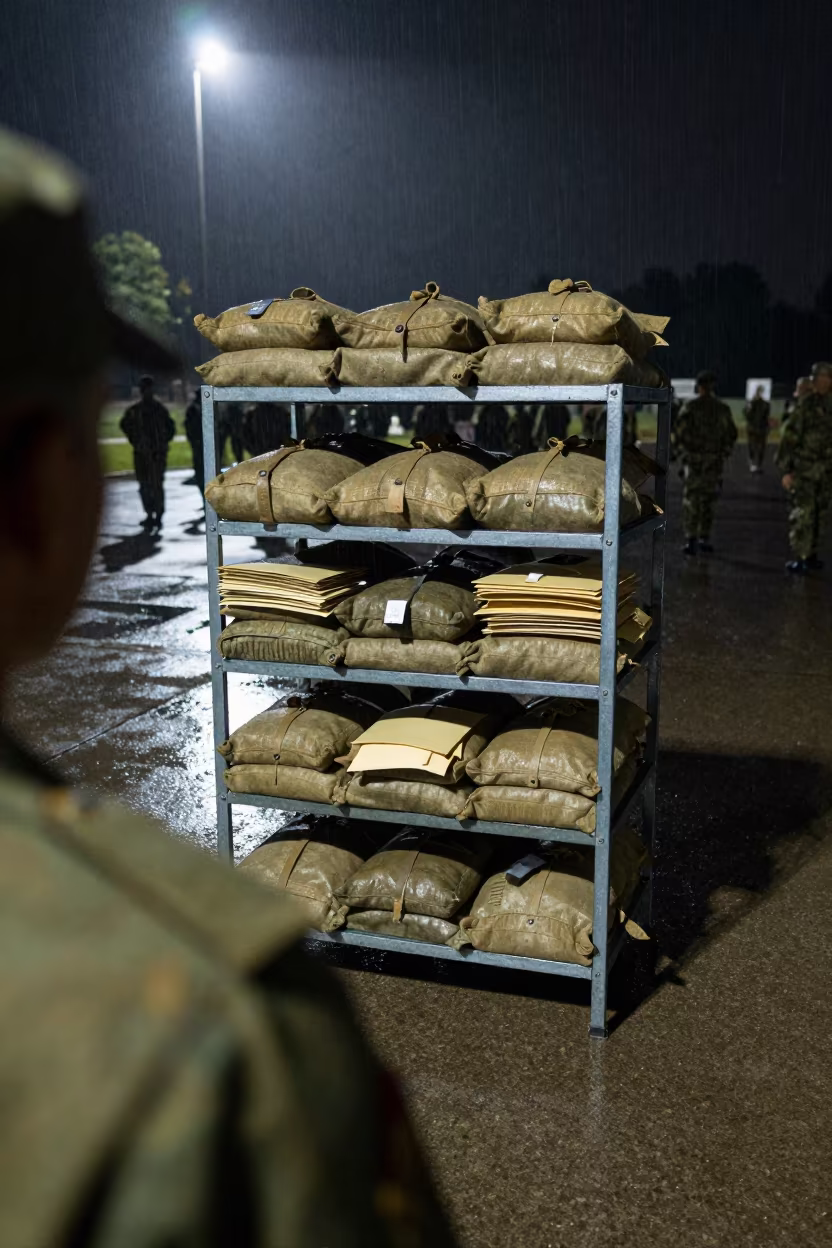 Midnight Mail Hold Shelf Jos Military in on a parade ground in Jos
