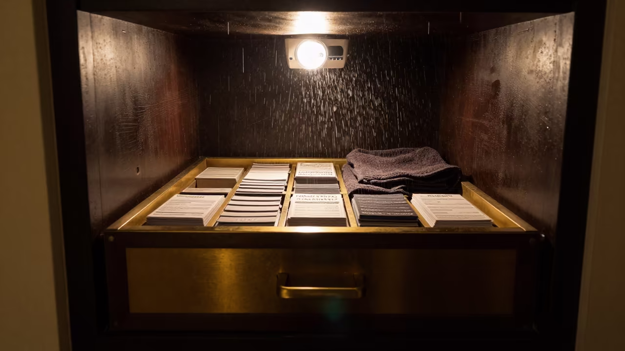 Midnight Maintenance Notice in Kibera Lobby in in a quiet guest corridor near Kibera, Nairobi