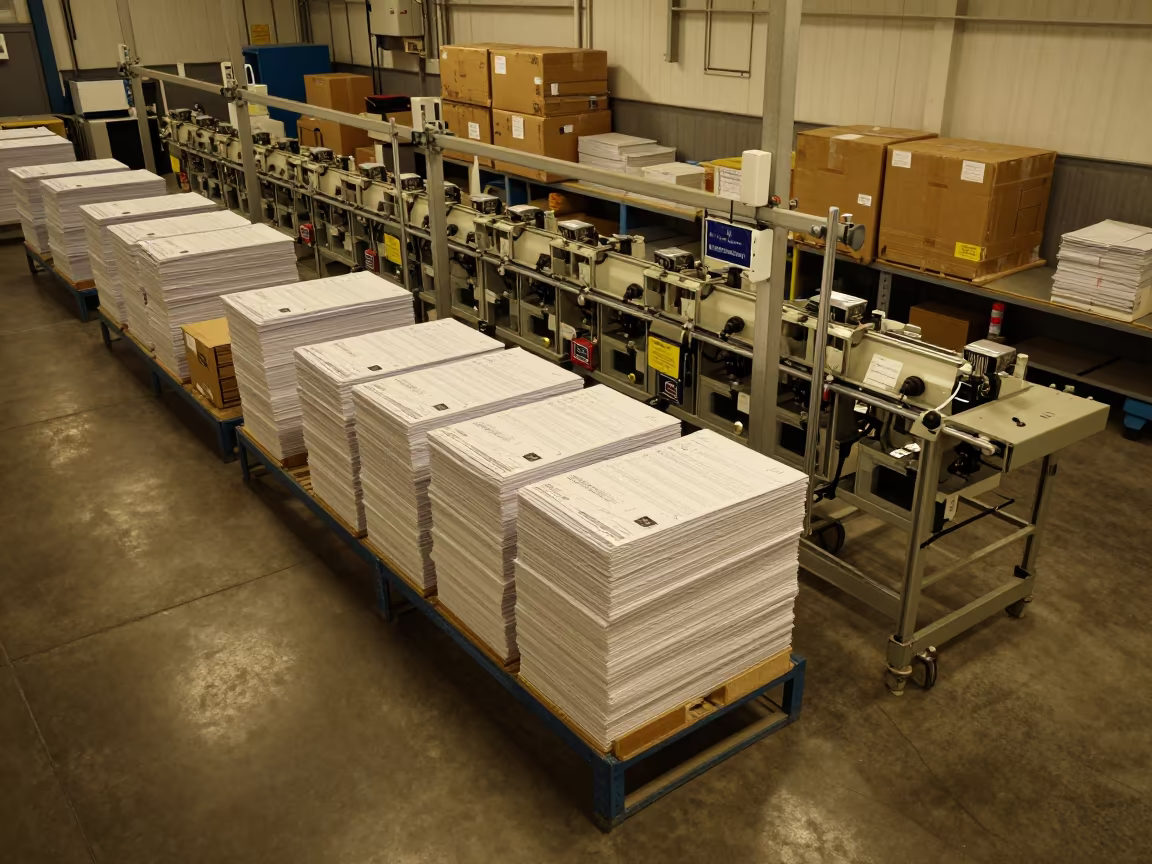 Midnight Manifest Station Near Murano in at a fulfillment packing station near Murano, Venice