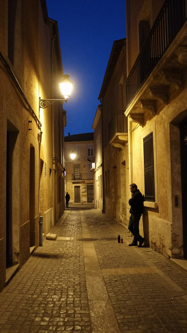 Midnight Marseille Street Scene with Thermos and Local Nightlife in in Marseille, France