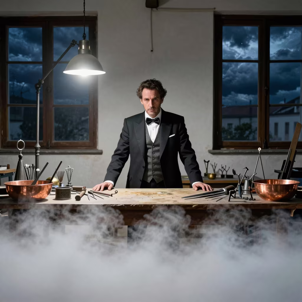 Midnight Matador in Madrid Goldsmith Shop Fog in inside a goldsmith workshop behind the market lane in Madrid