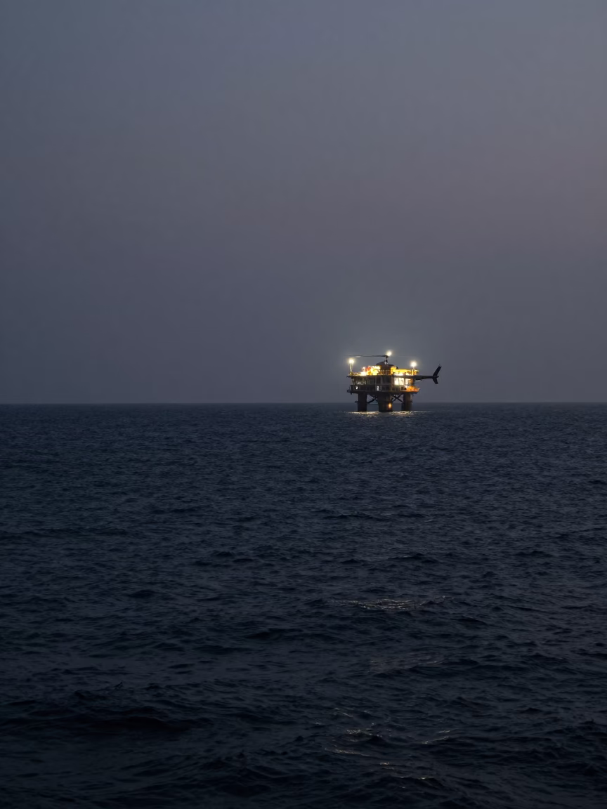 Midnight Mumbai Harbor Helicopter Approach Over Arabian Sea Horizon in in Mumbai, India