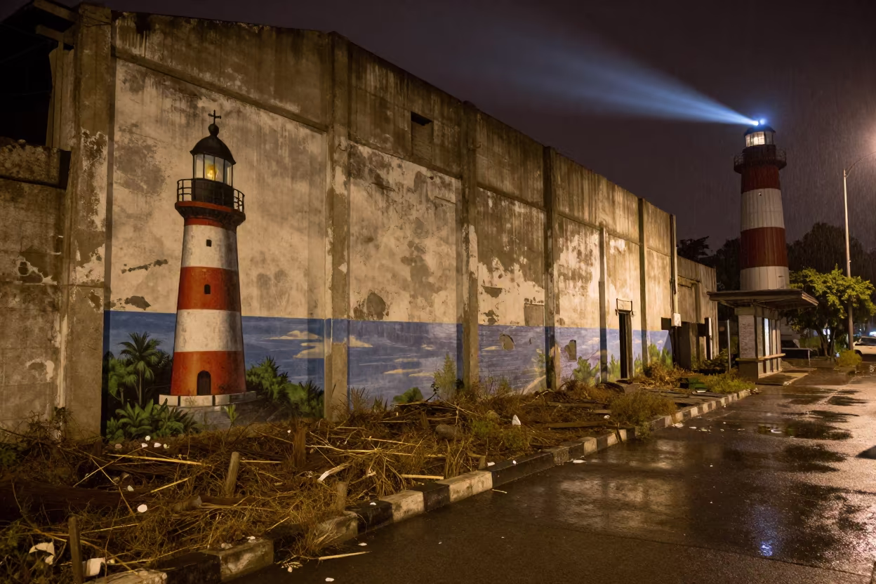 Midnight Mural Decay at Eluru Tram Stop in at a tram stop in Eluru