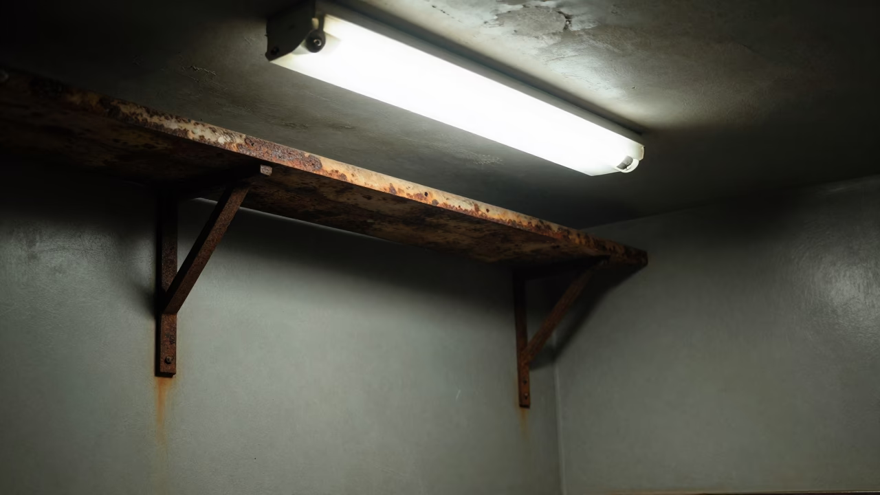Midnight Nairobi Kitchen Scene with Rusty Shelf Bracket and Fruit Bowl in in Nairobi, Kenya