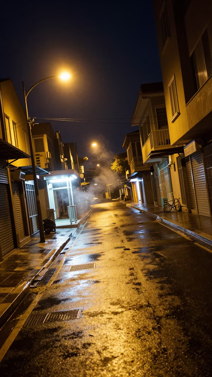 Midnight Neon Alley Mongu Metro Entrance in outside a metro entrance in Mongu