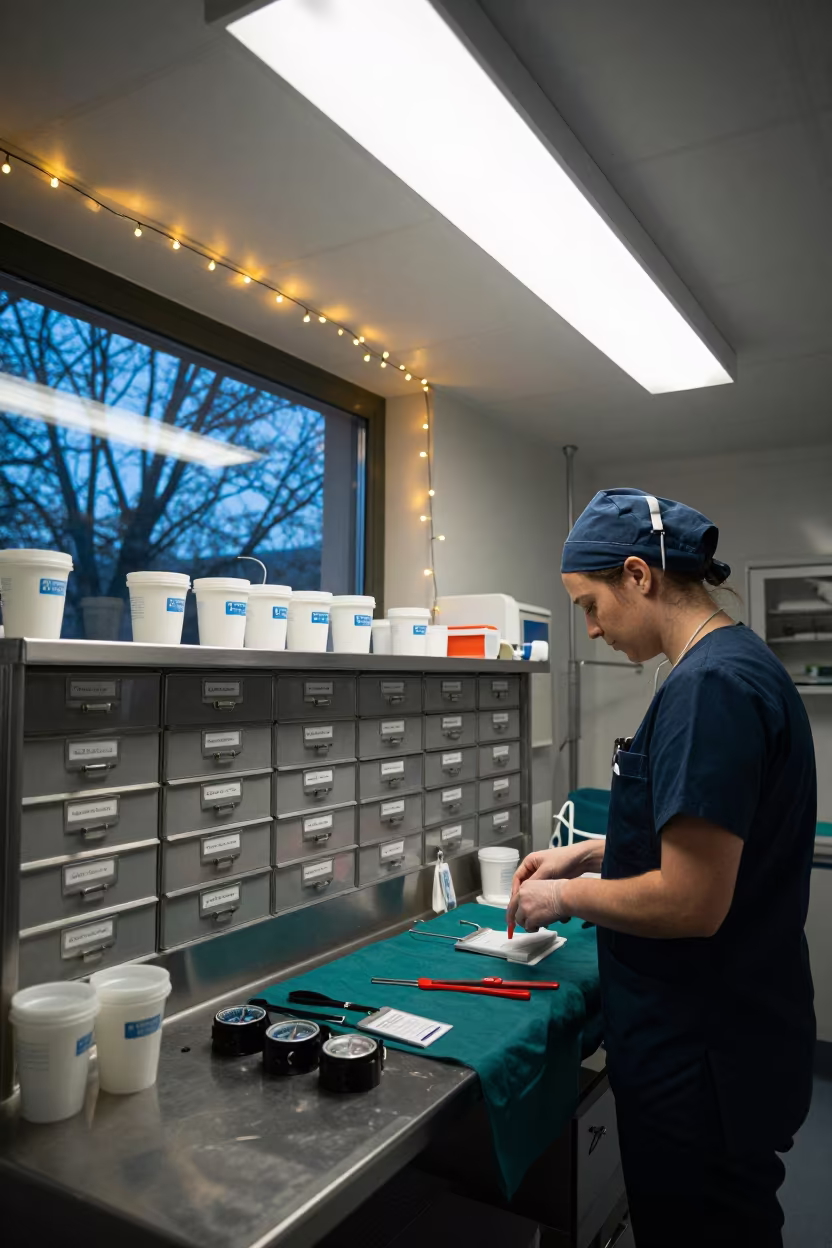 Midnight Nurse Station Cologne Prep in in a surgical prep area in Cologne