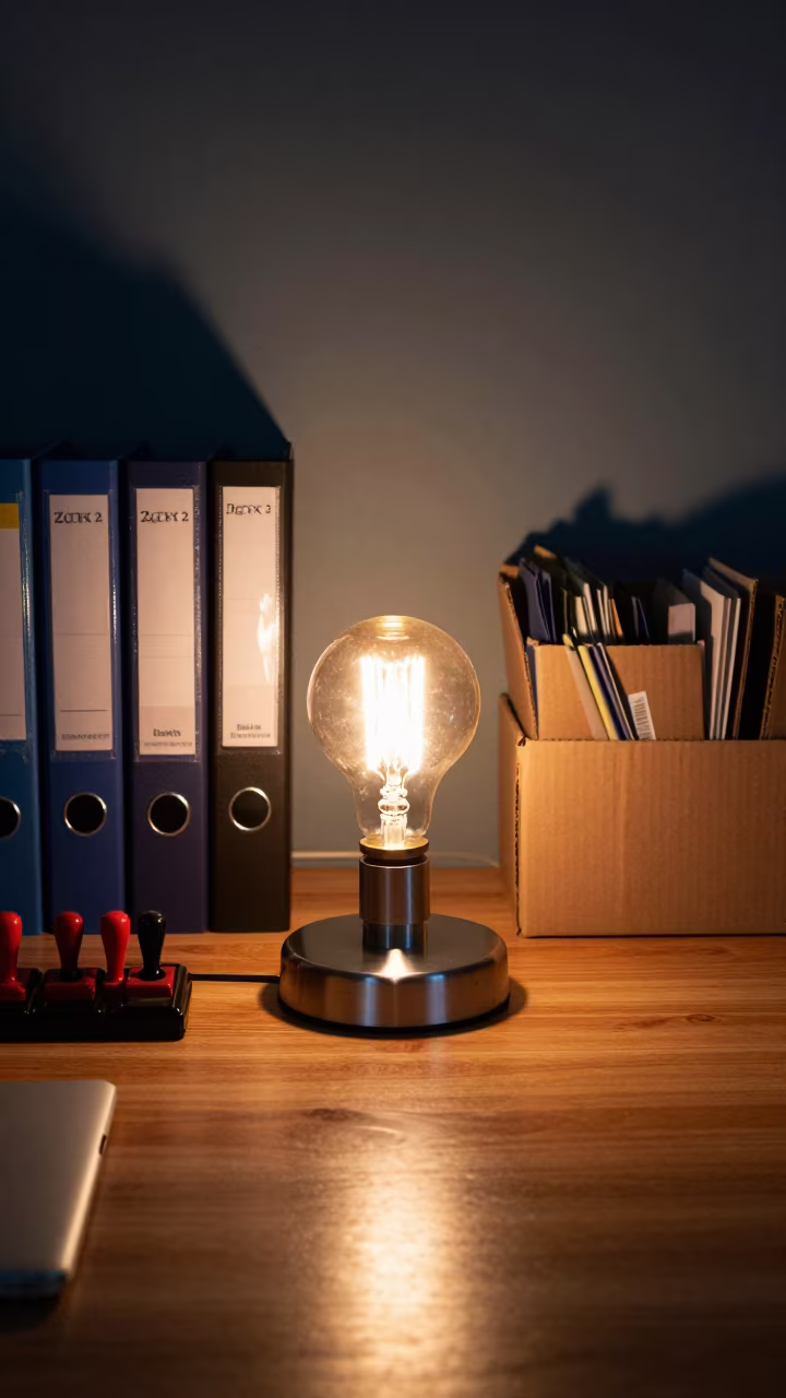 Midnight Office Desk Lamp Bishkek Autumn in inside an open-plan office bay in Bishkek