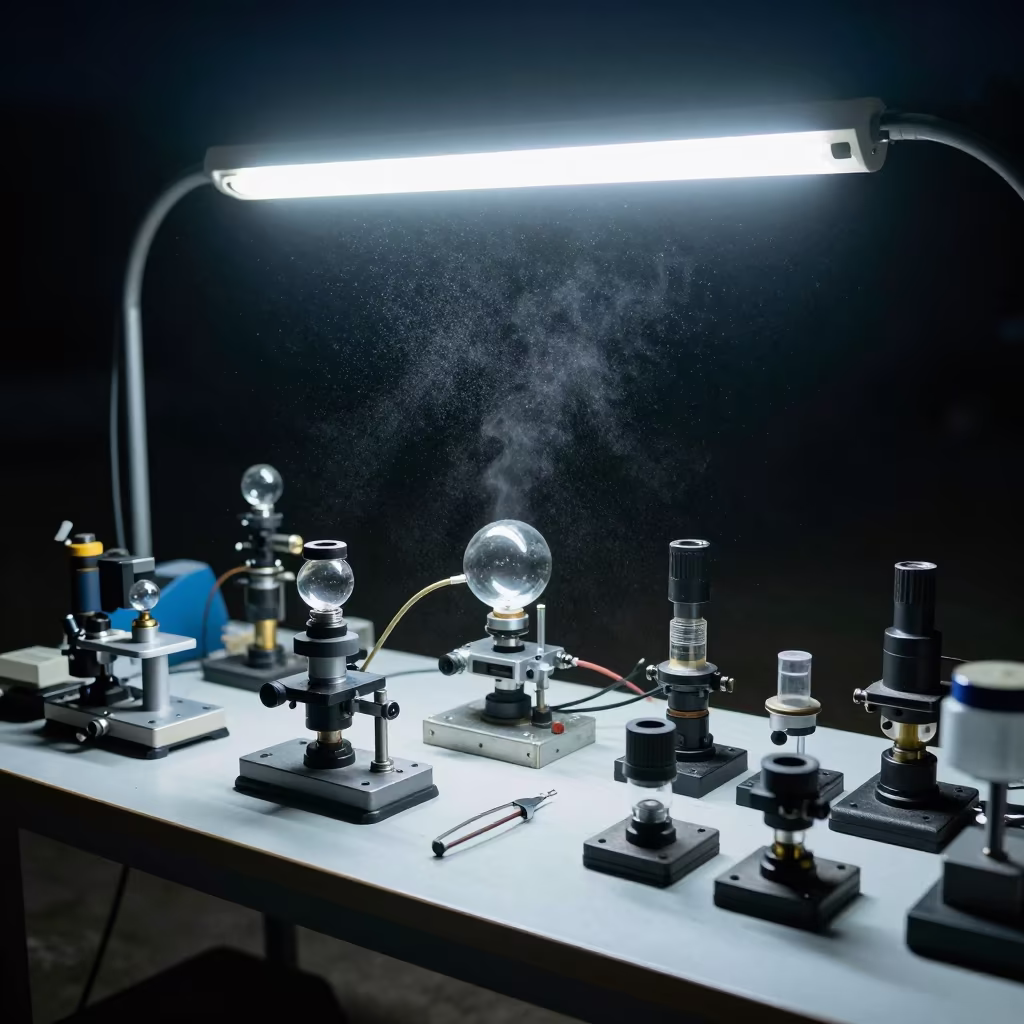 Midnight Optics Table Under Dusty Fluorescent Light in in Rufisque