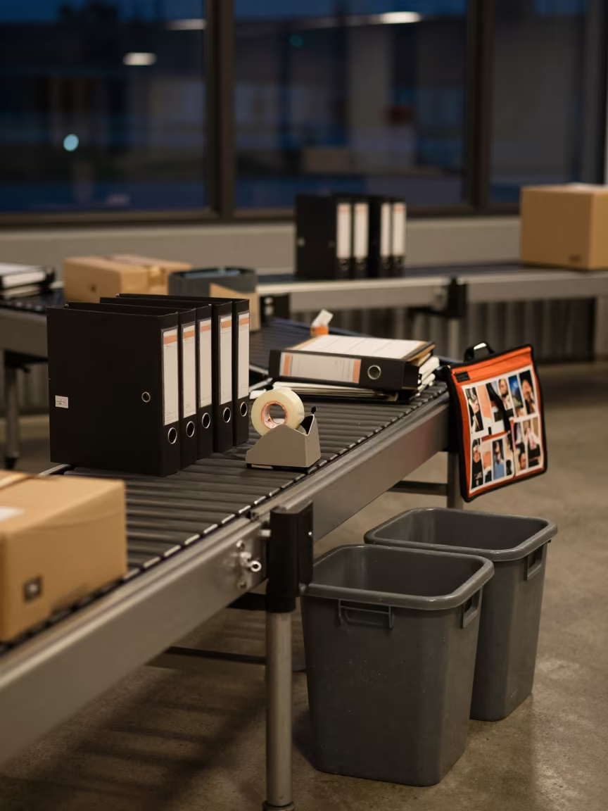 Midnight Parcel Sorting Belt in Lindenhof Zurich in at a parcel sorting belt in Lindenhof, Zurich