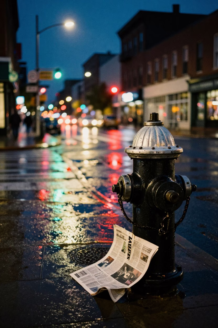 Midnight Philadelphia Street Scene with Neon Reflections and Urban Solitude in in Philadelphia, Pennsylvania, United States