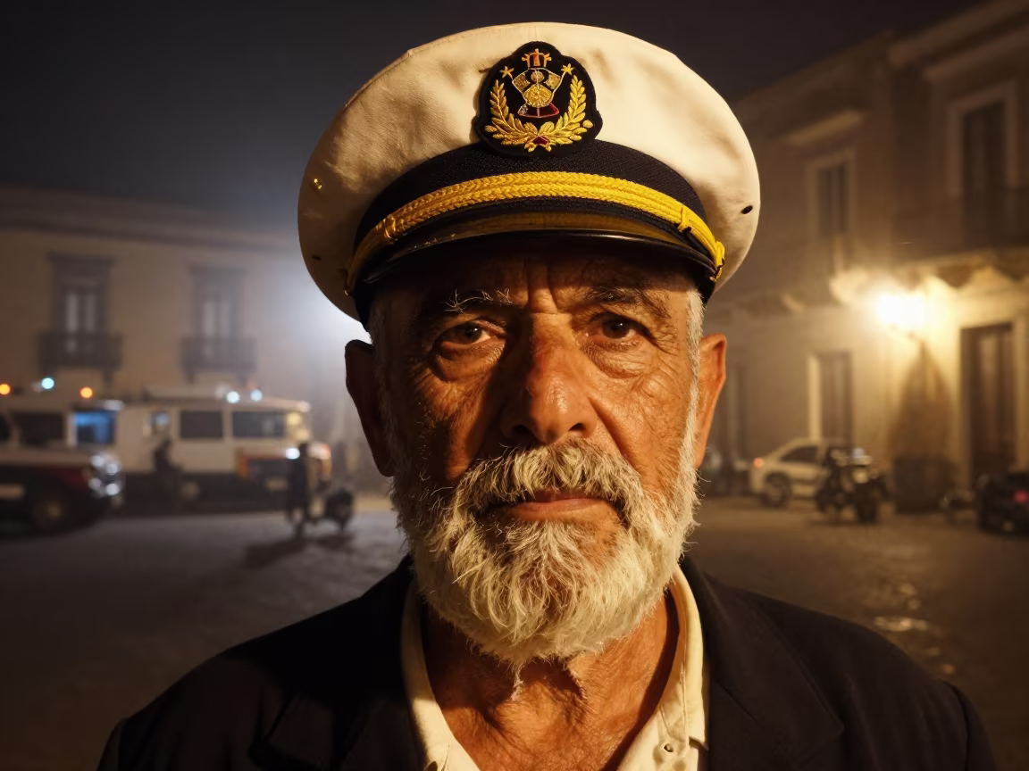 Midnight Portrait of Retired Captain in Catania in in Catania