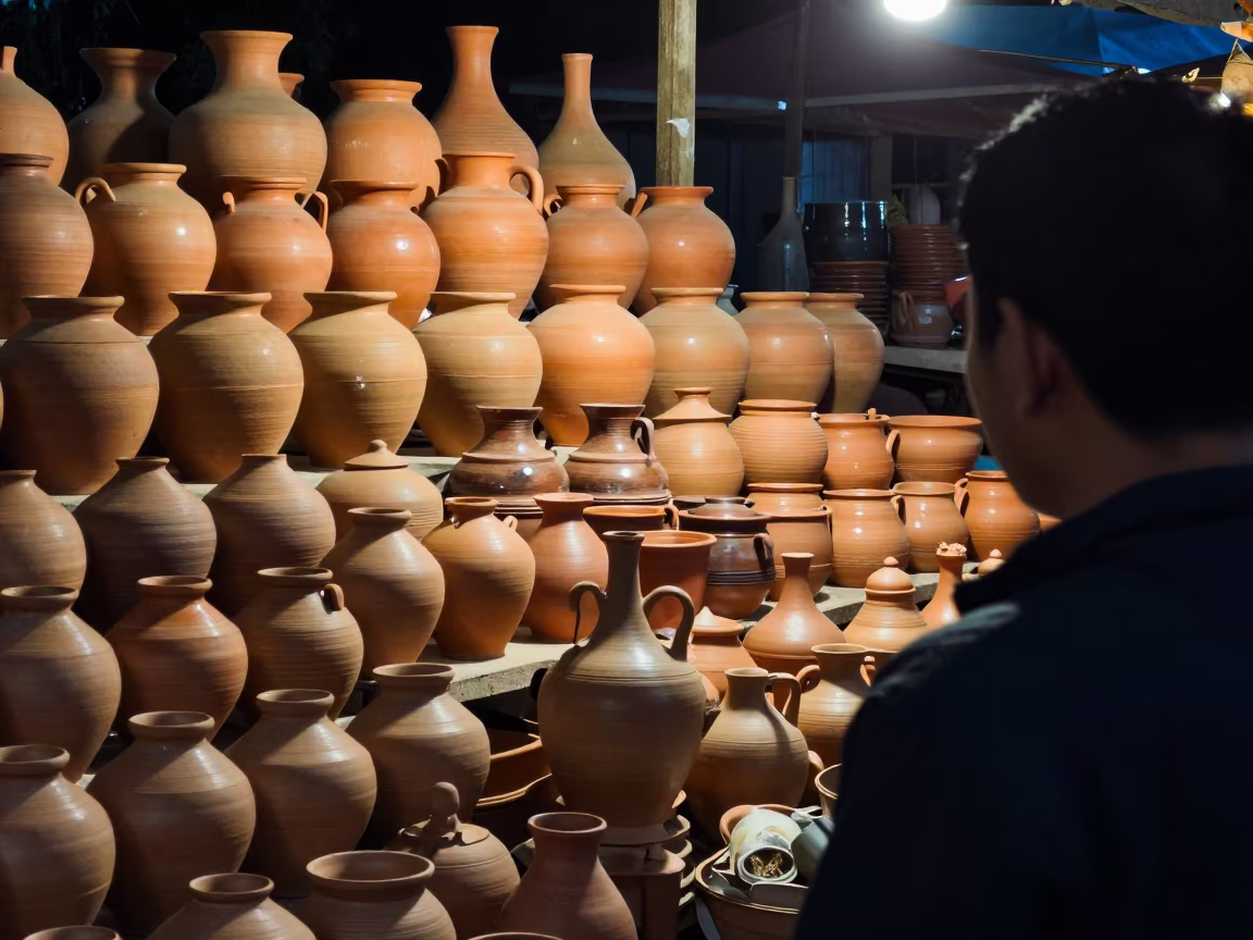 Midnight Pottery Market in Shillong Alcove in in a ceremonial alcove in Shillong