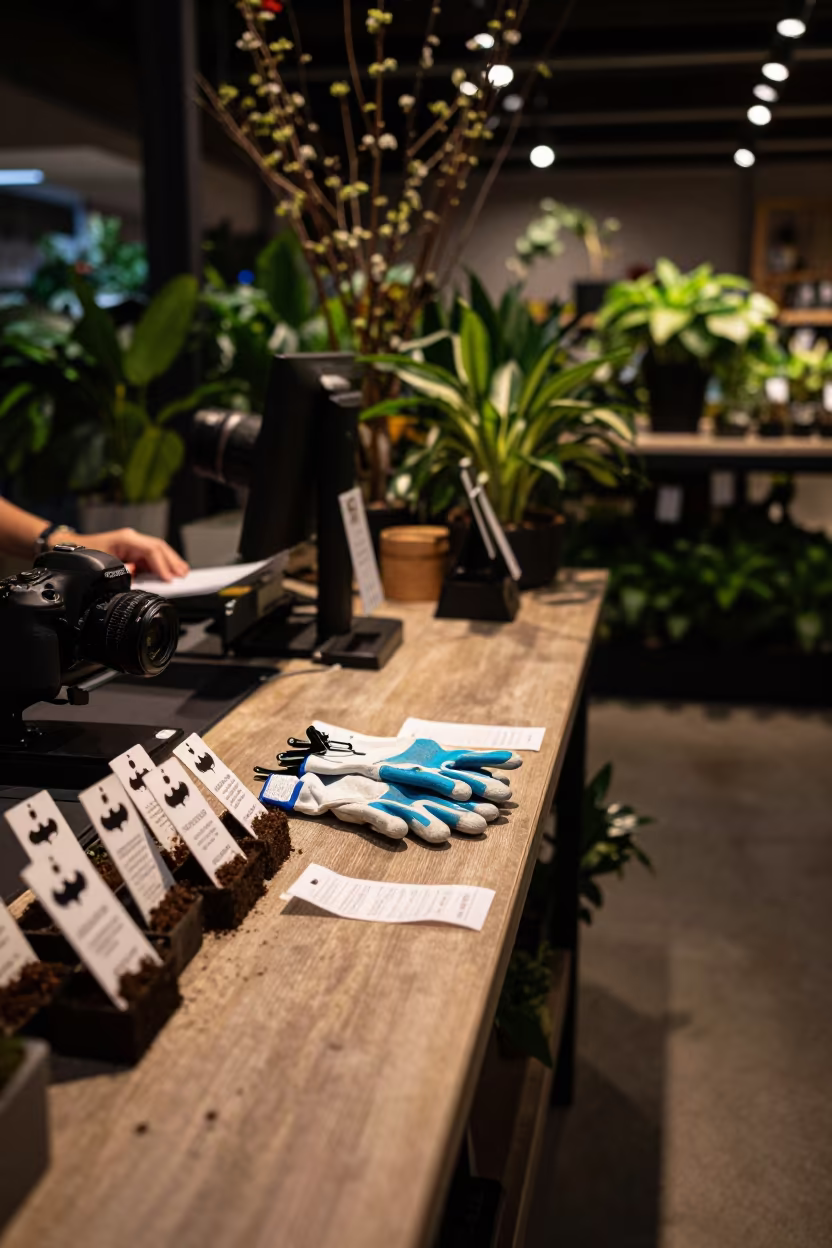 Midnight Potting Checkout With Soil Tags in inside a storefront prepared for opening near Batman