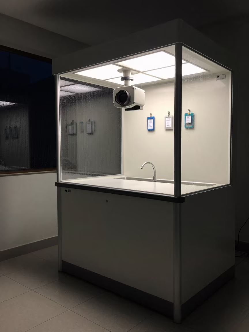 Midnight Radiology Control Booth with Lead Glass in inside a radiology imaging room in Bangalore