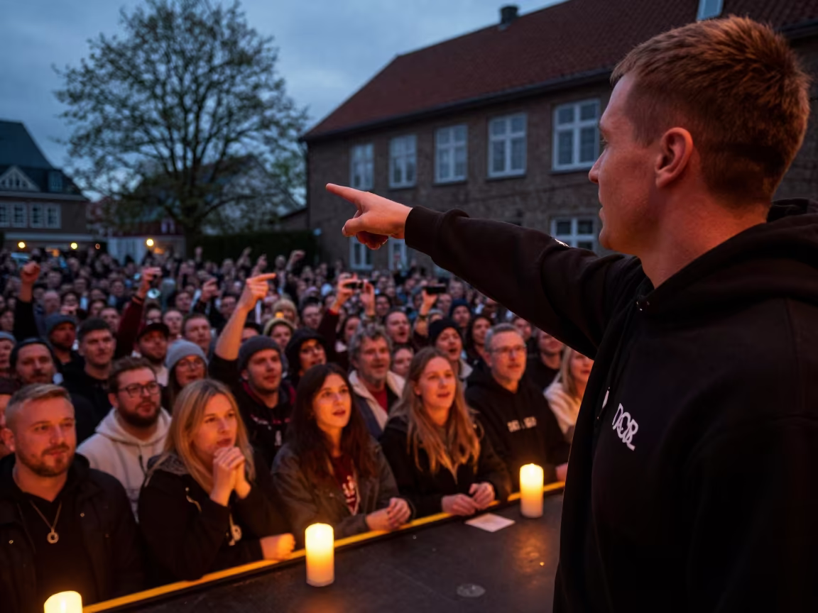 Midnight Rapper Pointing Crowd Odense Theater in on a theater stage in Odense