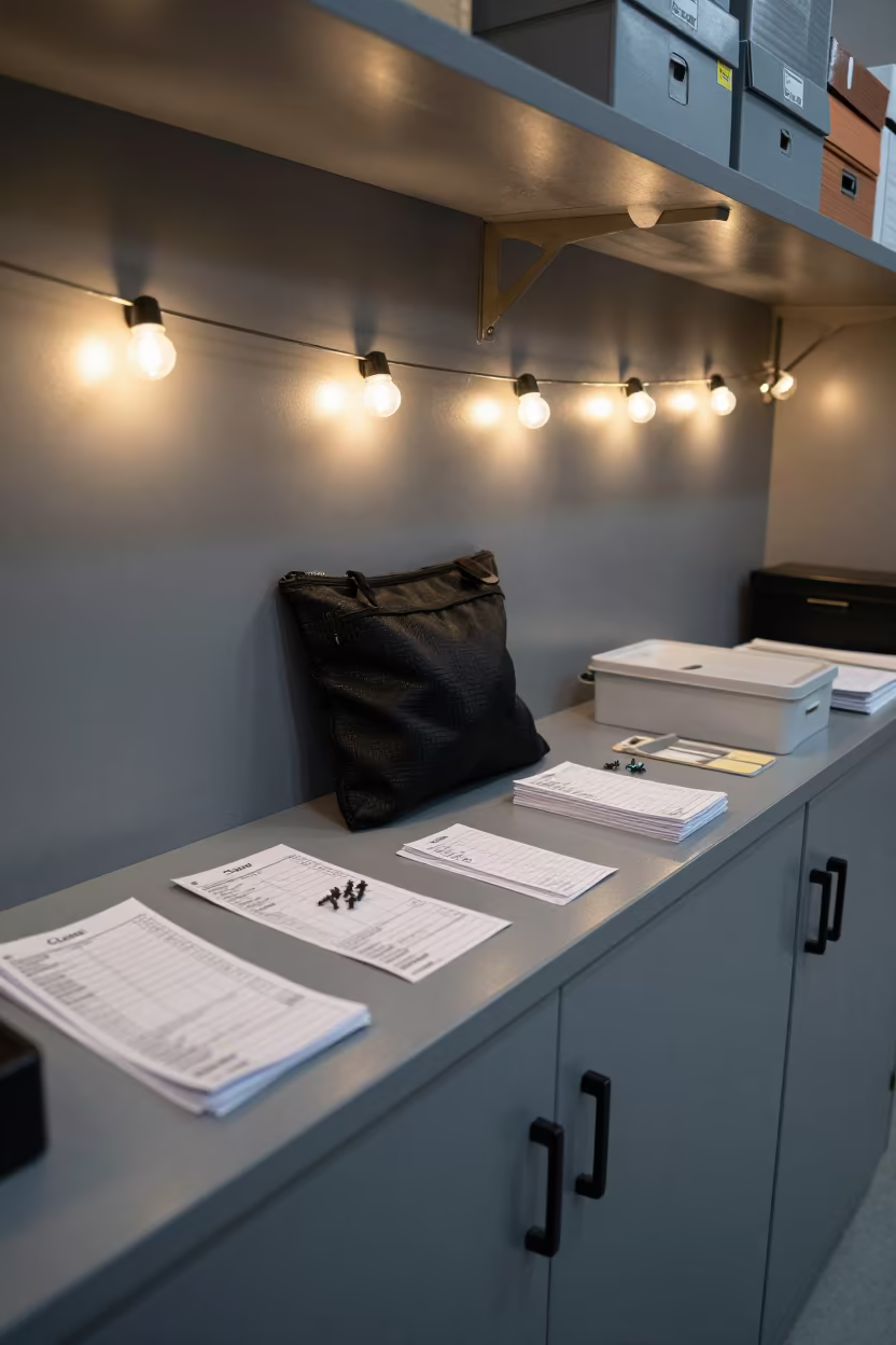 Midnight Repair Pouch on Service Counter in inside a stockroom behind the sales floor in Changchun