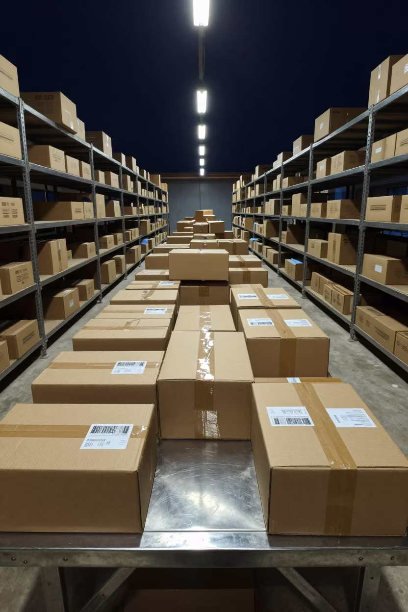 Midnight Returns Table in Ghardaia Bay in inside a chilled distribution bay near Ghardaia