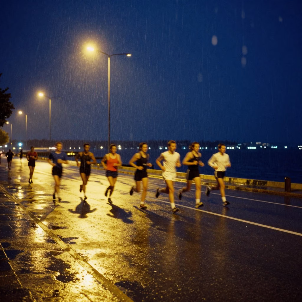 Midnight Runners Finish Harbor Street Light in at a harbor edge in Samsun