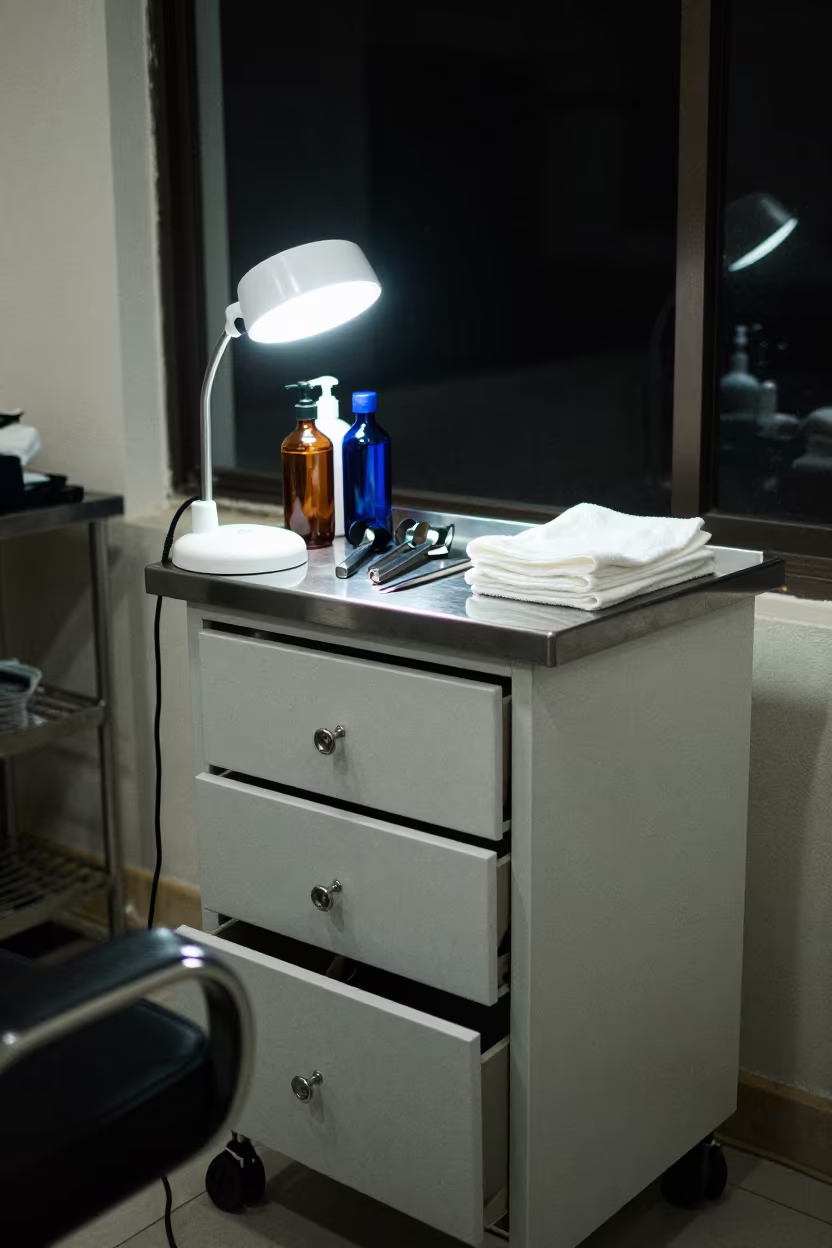 Midnight Salon Backbar Drawer Xiamen Winter Reset in inside a salon row in Xiamen