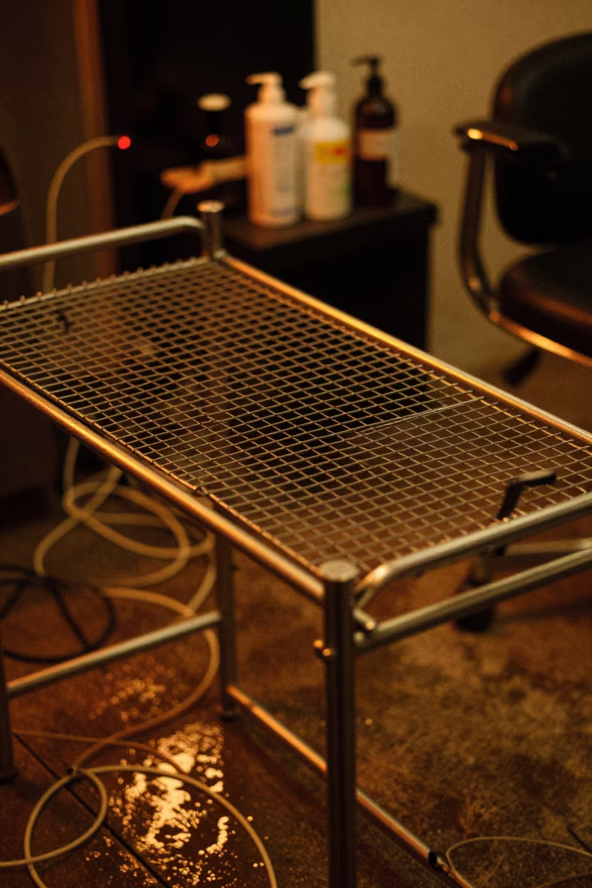 Midnight Salon Heat Mat Rack in Guangzhou in inside a salon row in Guangzhou