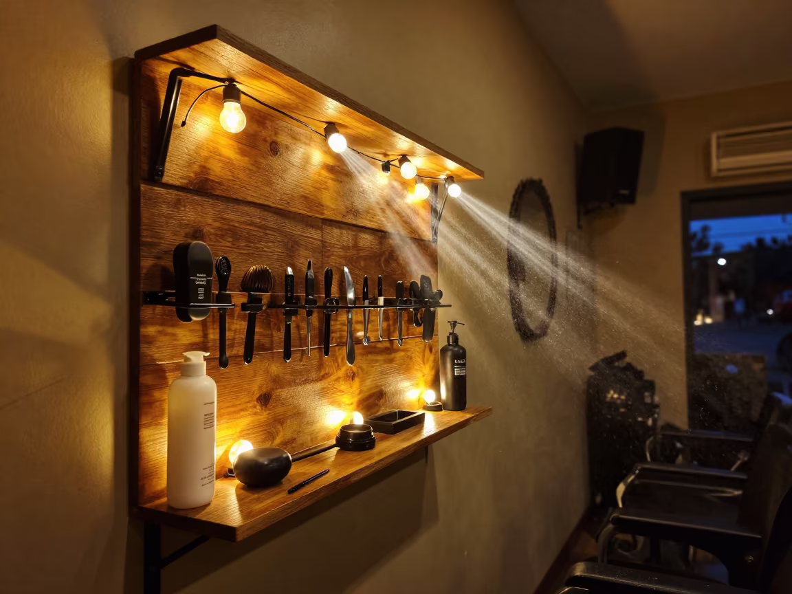 Midnight Salon Shelf Glow Kigali Wet Season in inside a salon row in Kigali