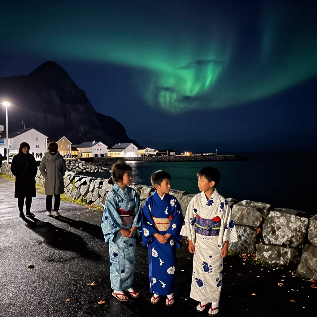 Midnight Shichi-Go-San in Bergen Polar Night in near Nordnes, Bergen