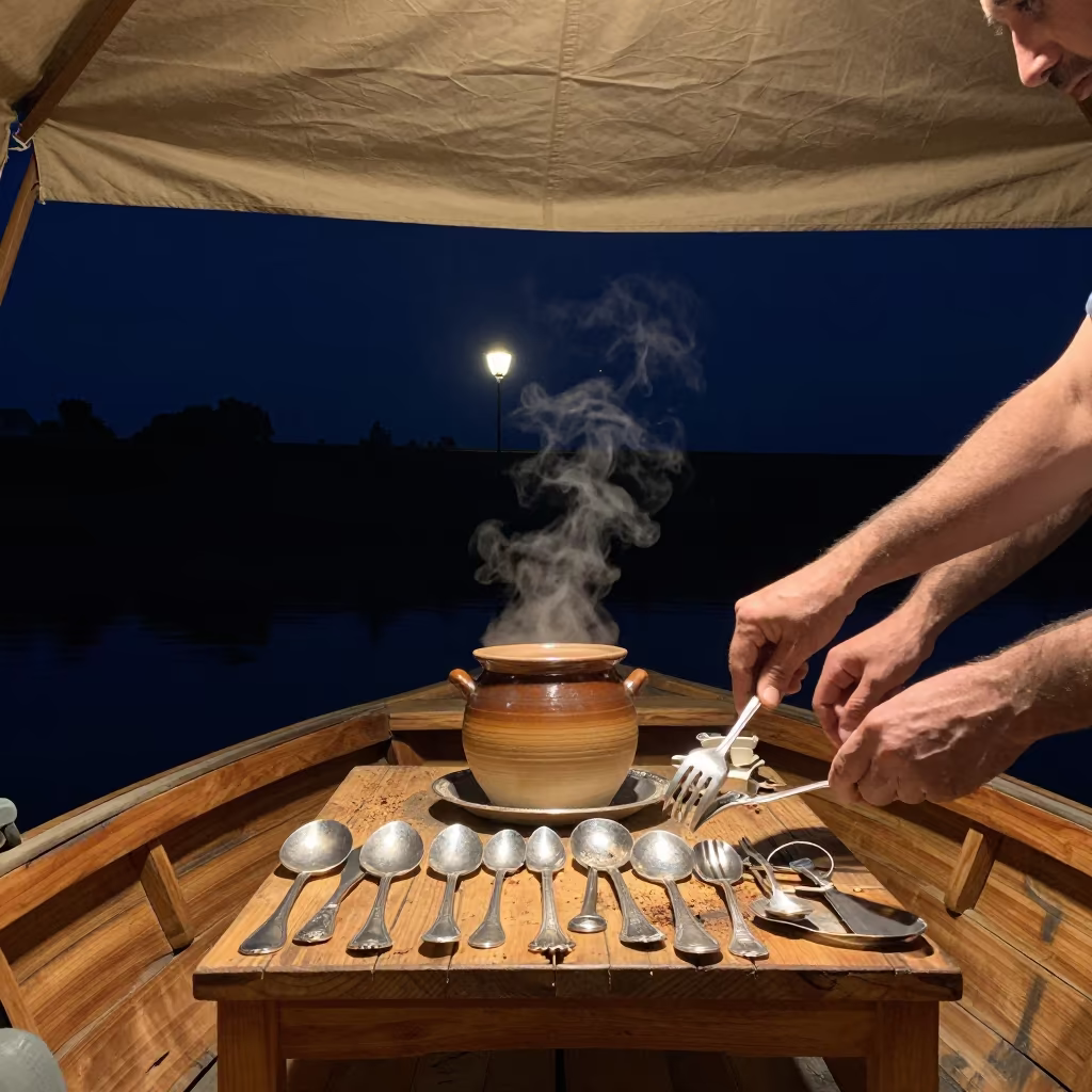 Midnight Silver Polisher at Badajoz Market Boat in at a floating market boat in Badajoz